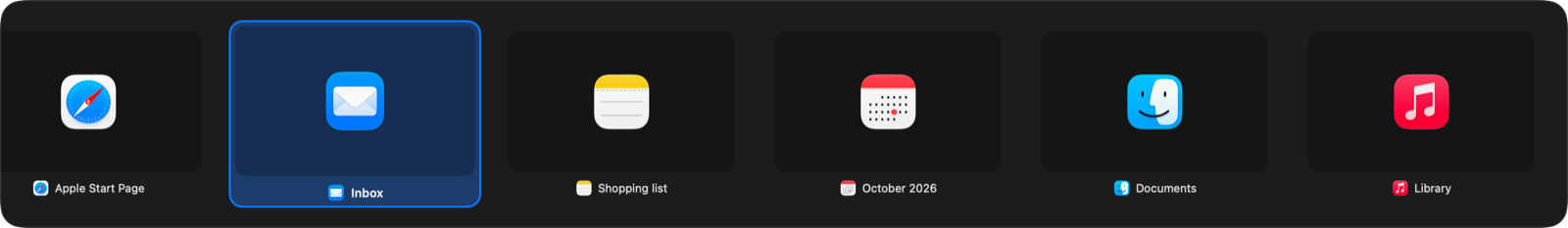 The window switcher, a strip of open windows